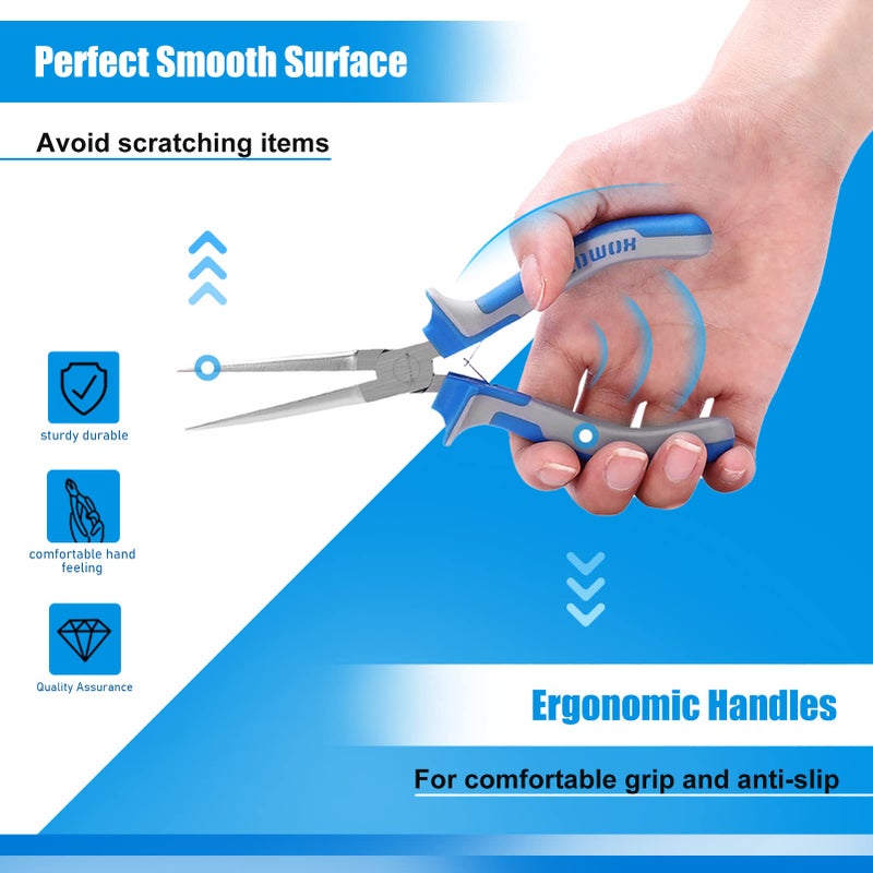 SPEEDWOX 6 Inches Needle Nose Pliers Mini Extra Long Nose Precision Nippers Thin Flat Jaws Micro Functional Precision Wire Looping Fine Pliers with Spring Craft Small Jewelry Making Tools - Image 4
